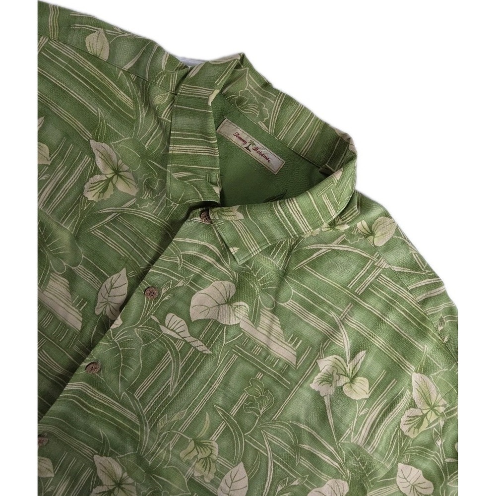TOMMY BAHAMA MEN'S 3XB BIG HAWAIIAN SILK SHIRT GREEN FLORAL CAMP BEACH